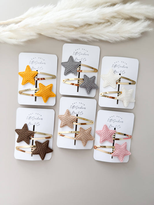 Quilted Star Snap Clips- Set of 2