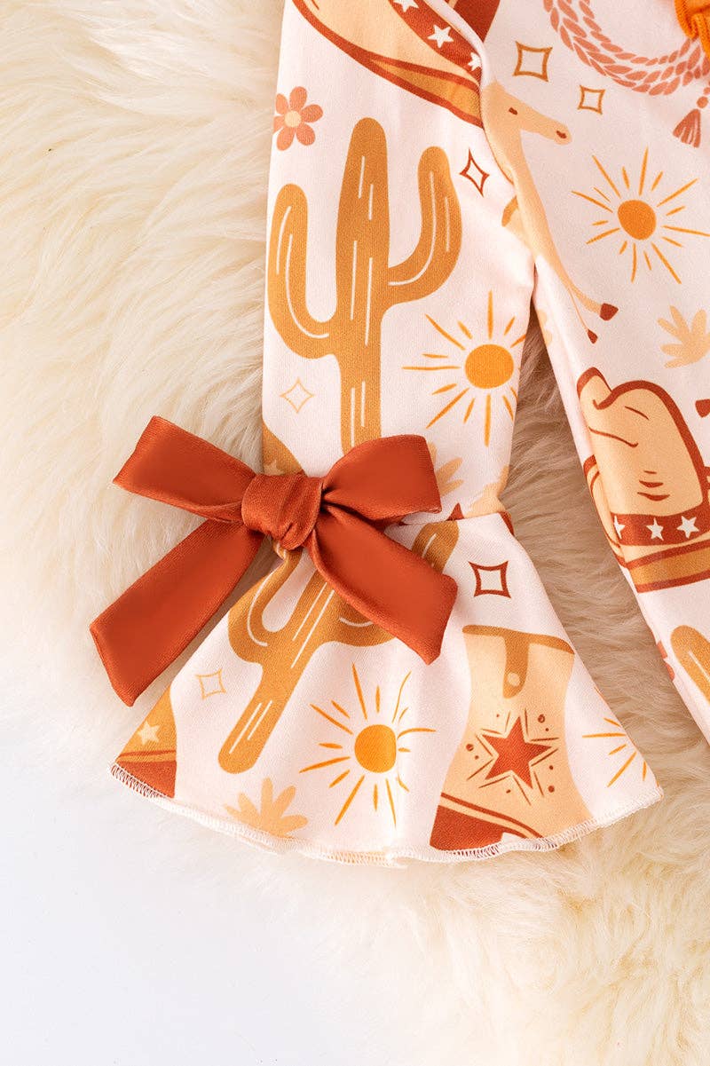 Multi Western bodysuit w/ bell sleeves