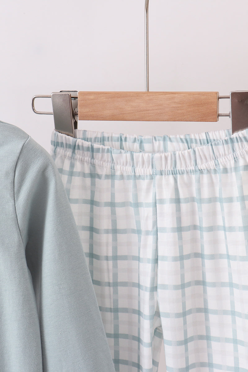 Blue Gingerbread Embroidery Pants Set