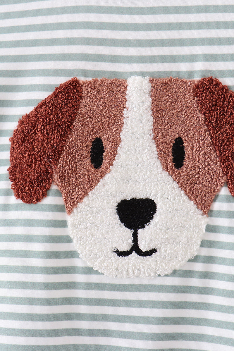 Gray stripe puppy french knot bubble