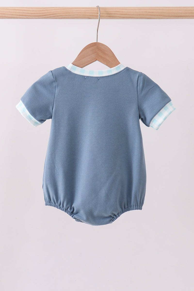Blue racing car applique bubble