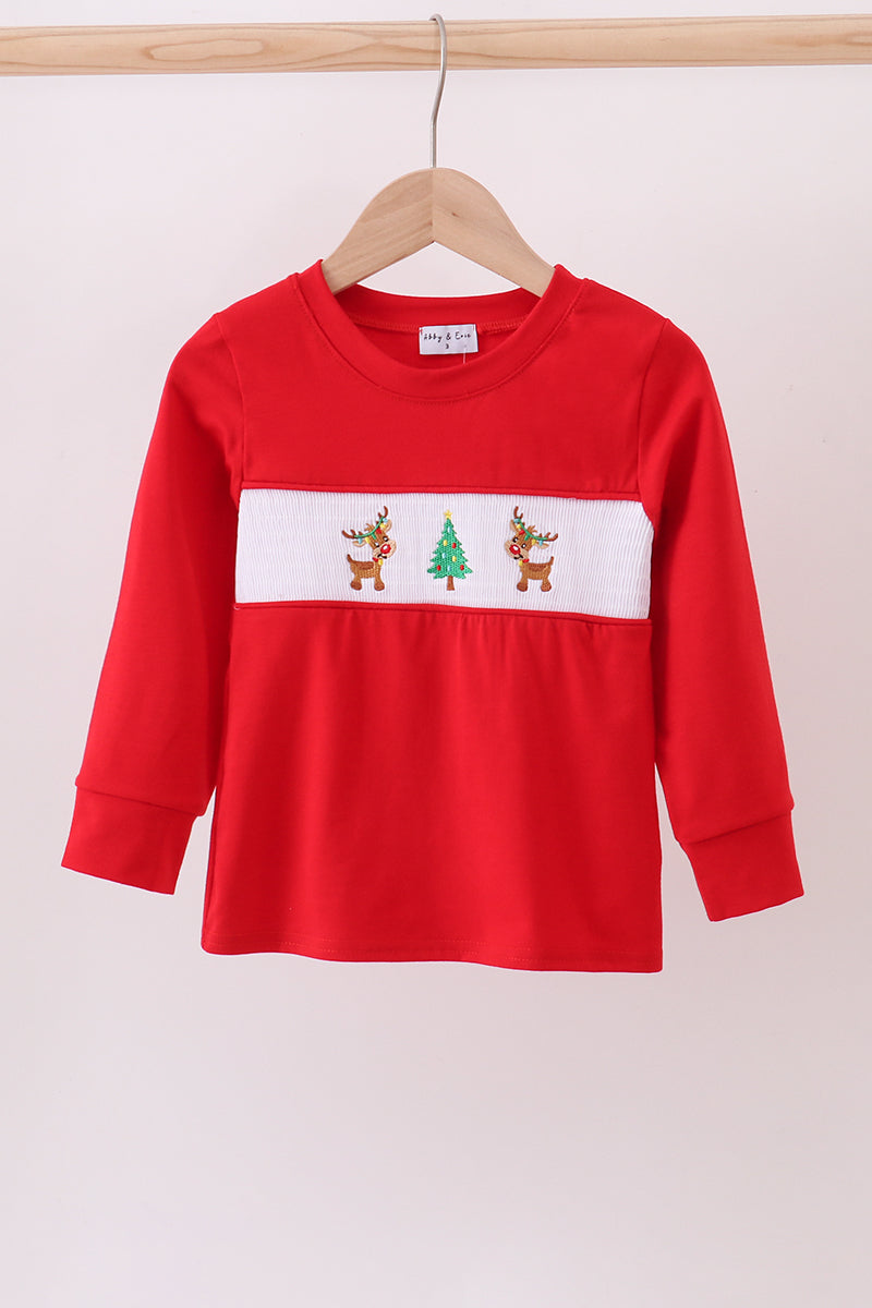 Red christmas tree reindeer top