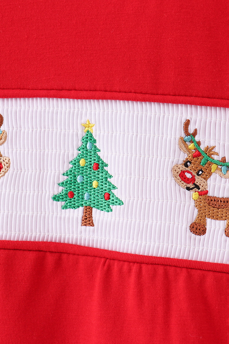 Red christmas tree reindeer top