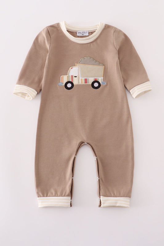 Khaki Vehicle applique romper