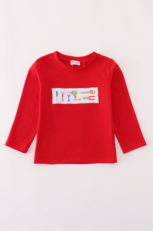 Red toolbox embroidery top