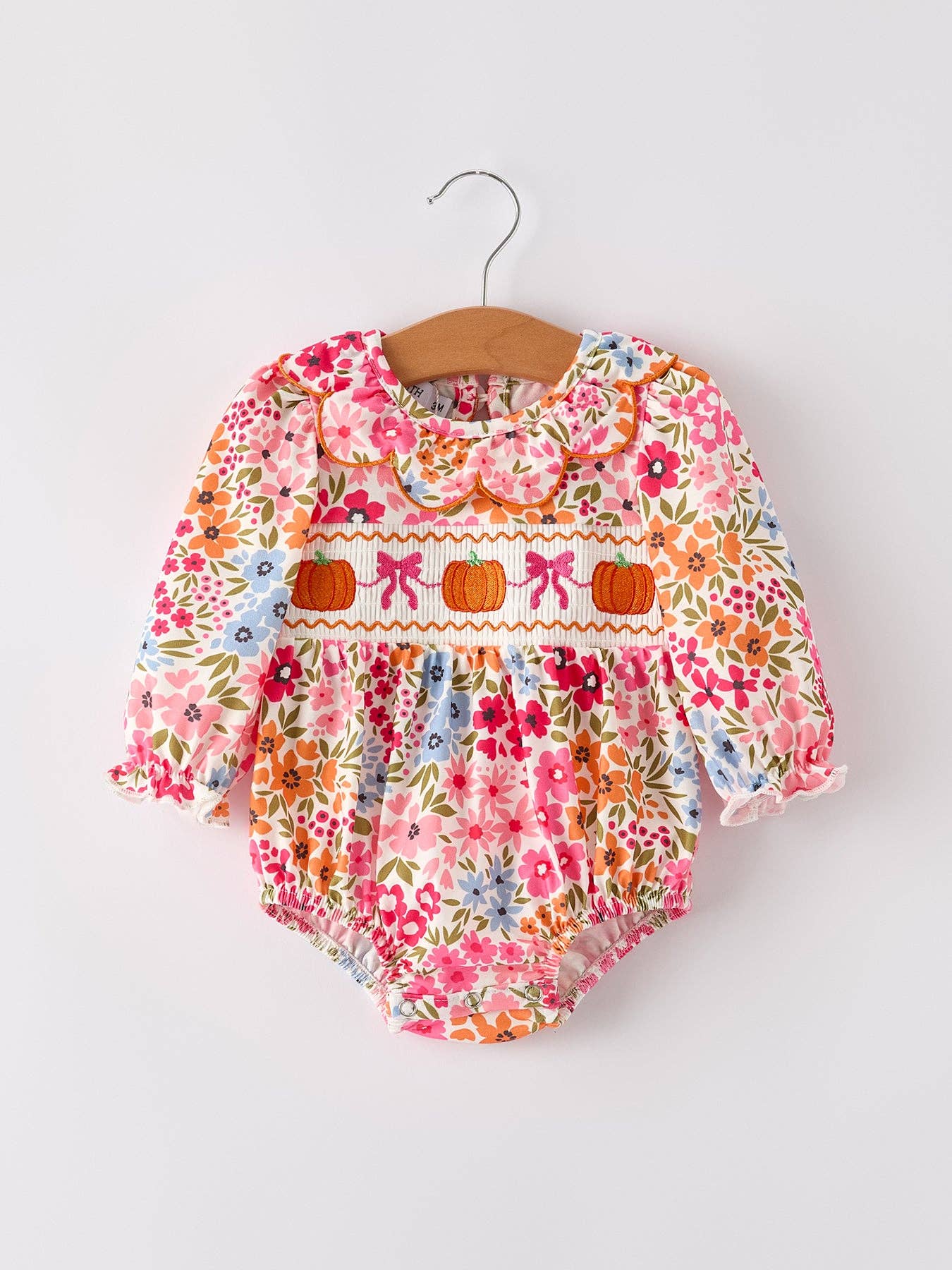 Pumpkin Smock Floral Romper