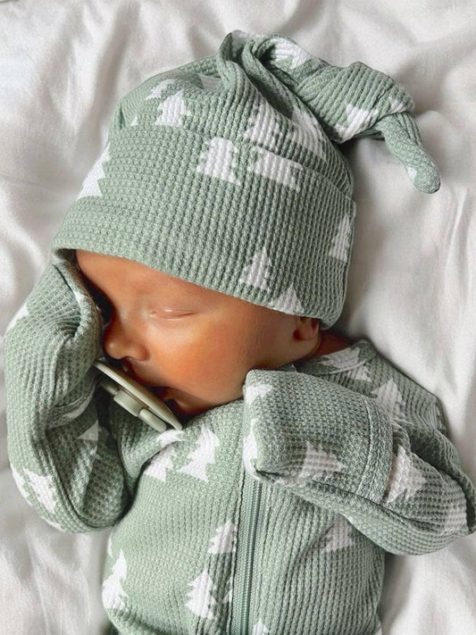 Alpine Trees Waffle Knot Beanie,