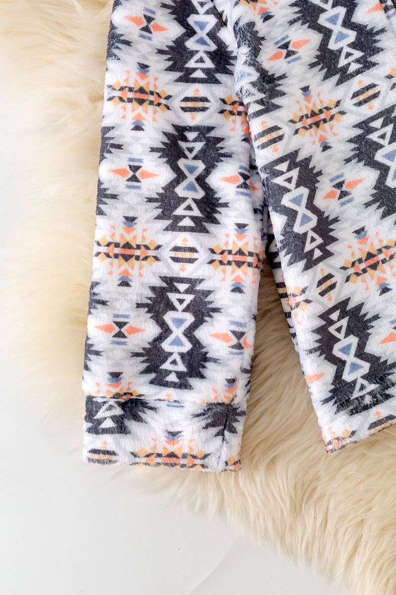 White & gray aztec pull over