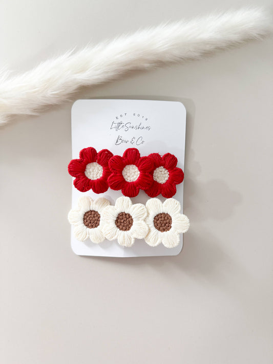 Large Flower Hair Clips- Set of 2
