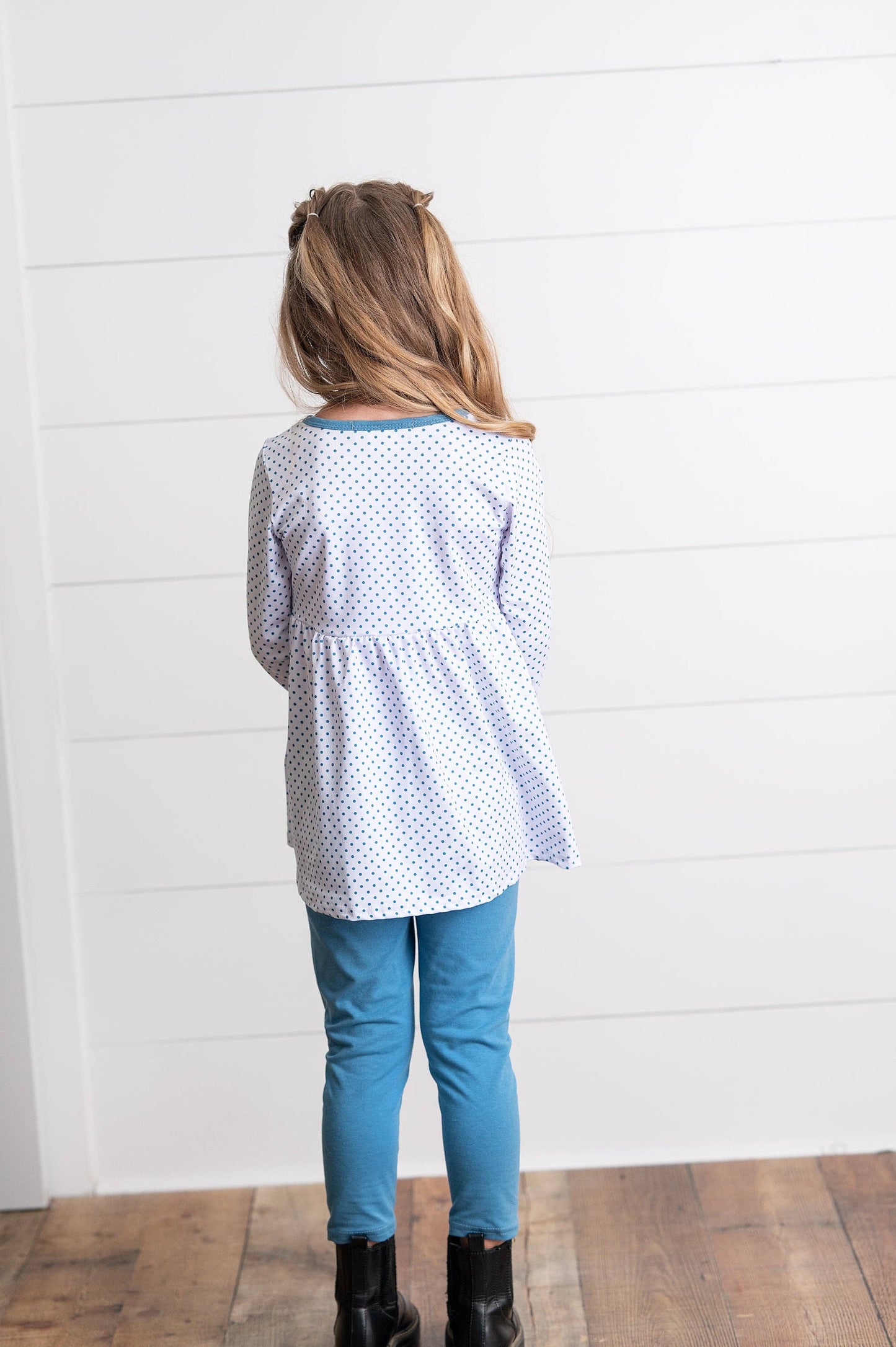 Blue Polka Dot & Chicken Pant Set