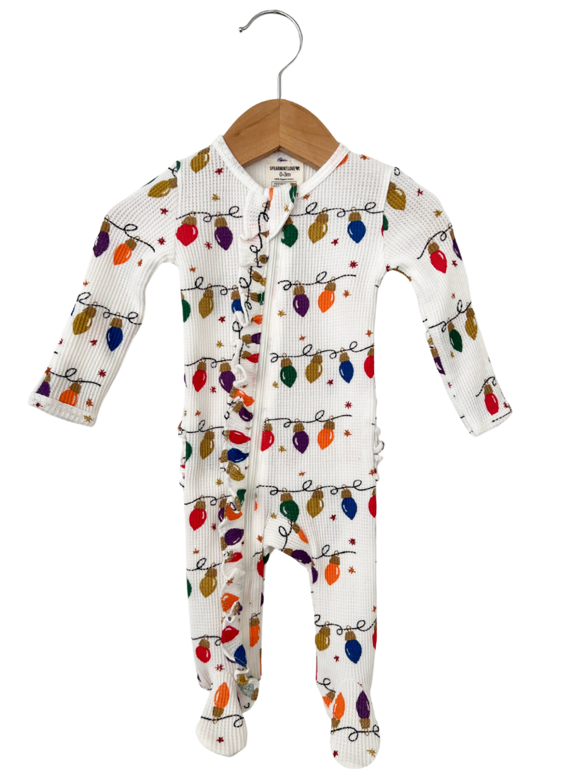 Christmas Lights Organic Waffle Onesie