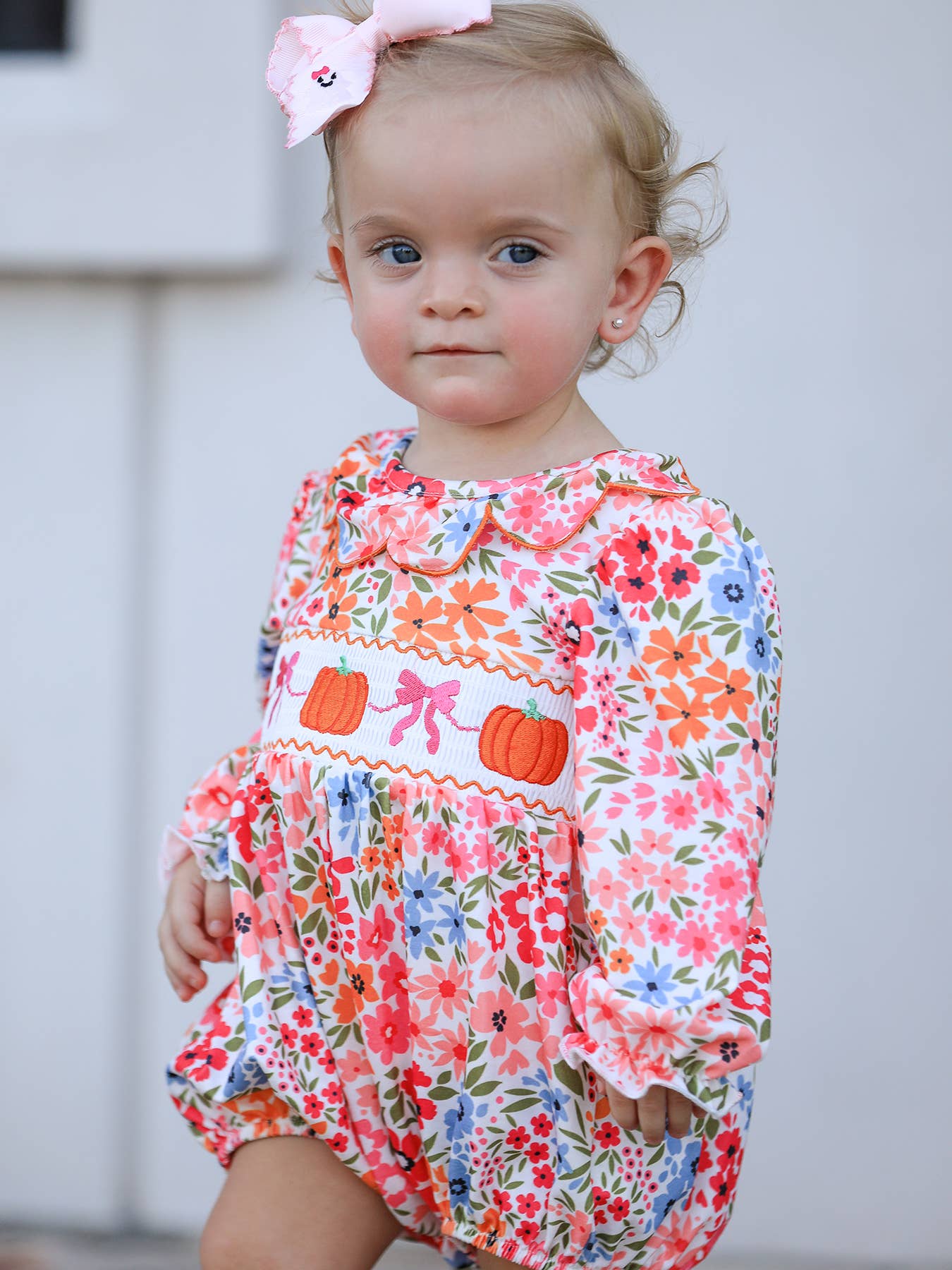 Pumpkin Smock Floral Romper