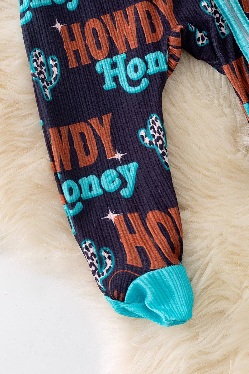 Howdy Honey Black onesie w/ footie