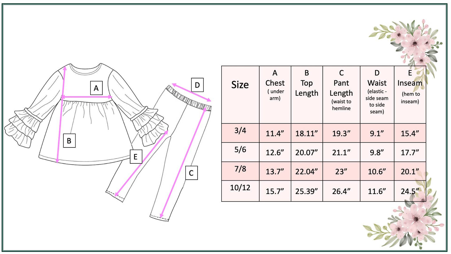 Sage Green 3 Ruffles Shirt & Floral Leggings Set