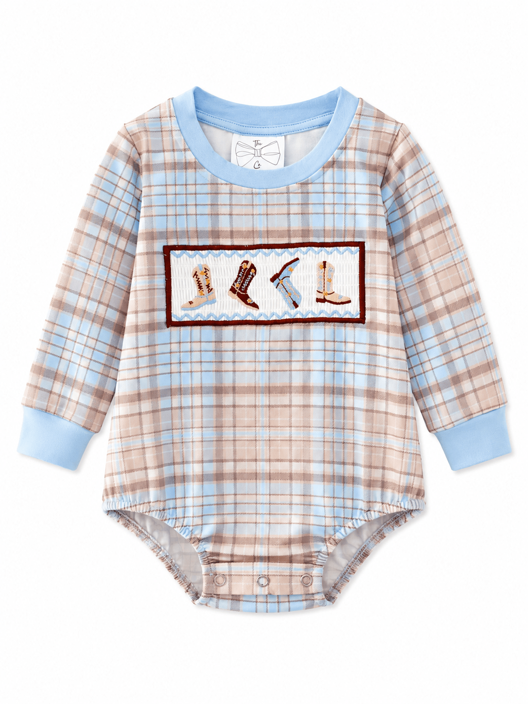 Boys Smocked Western Cowboy Boots Infant Romper