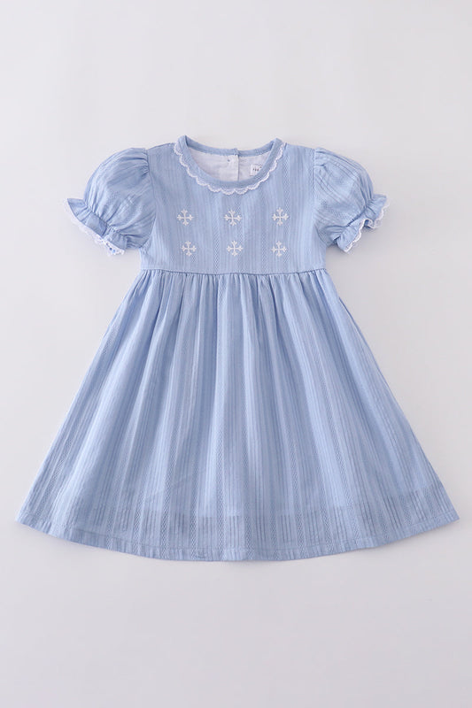 Premium Blue Cross Embroidery Dress