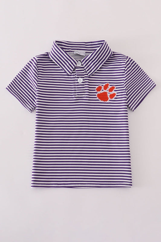 Purple Clemson Stripe Button Down Shirt