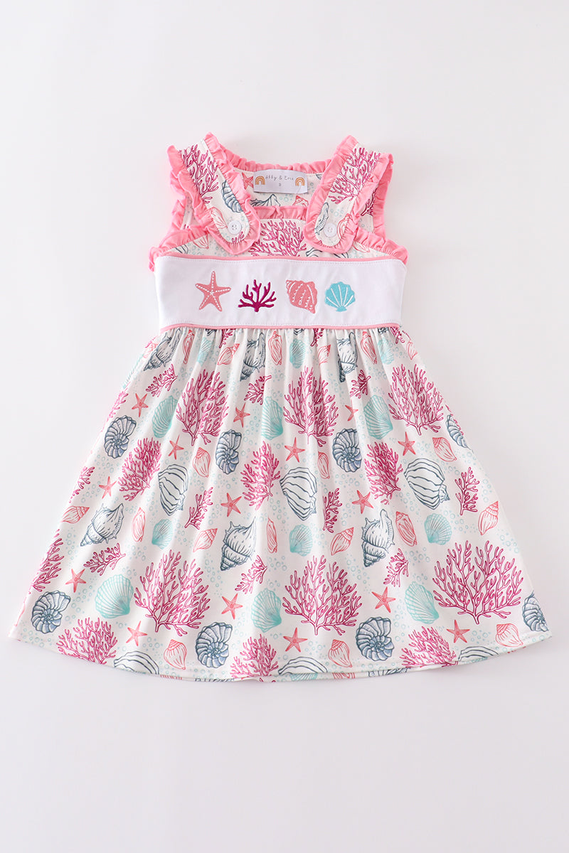 Pink Shell Embroidery Dress Little Sunshine Boutique LLC Pink Shell Embroidery Dress Little Sunshine Boutique LLC