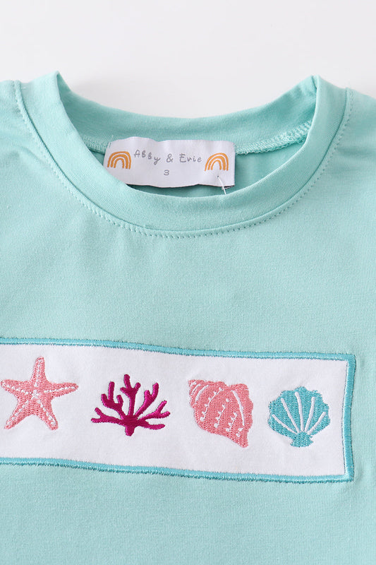 Mint Shell Boy Shorts Set