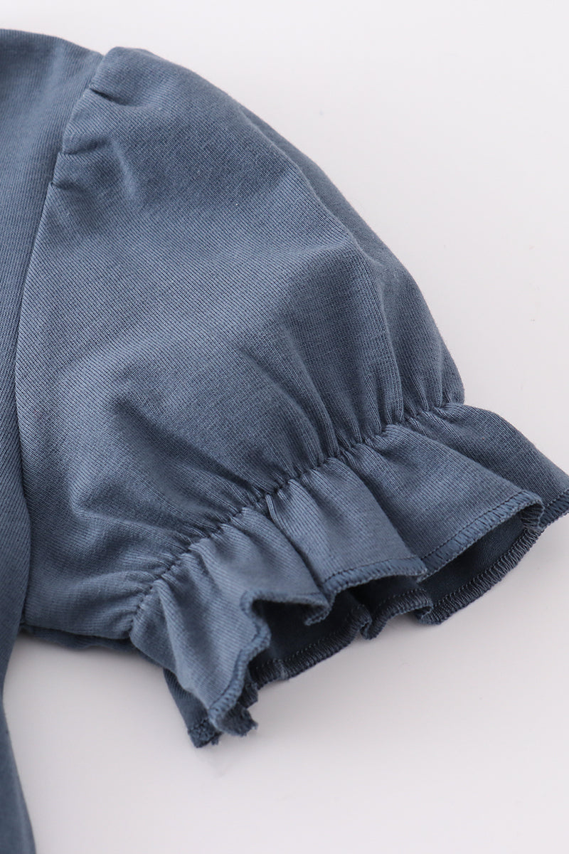 Pig Floral Print Applique Girl Set