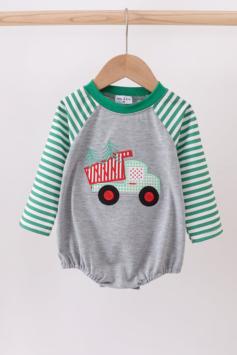 Green Tree Tractor Stripe Bubble