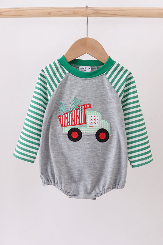 Green Tree Tractor Stripe Bubble