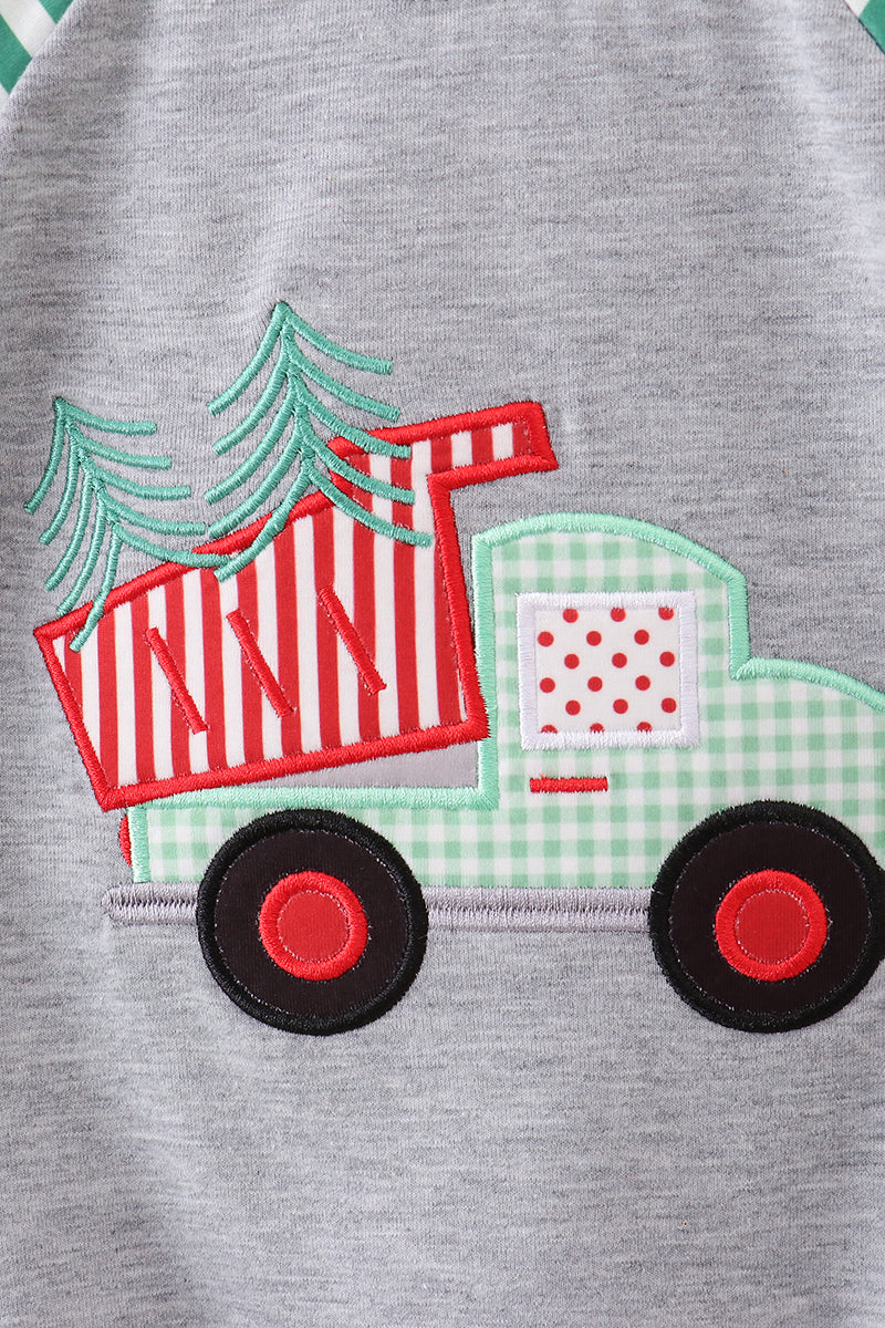 Green Tree Tractor Stripe Bubble