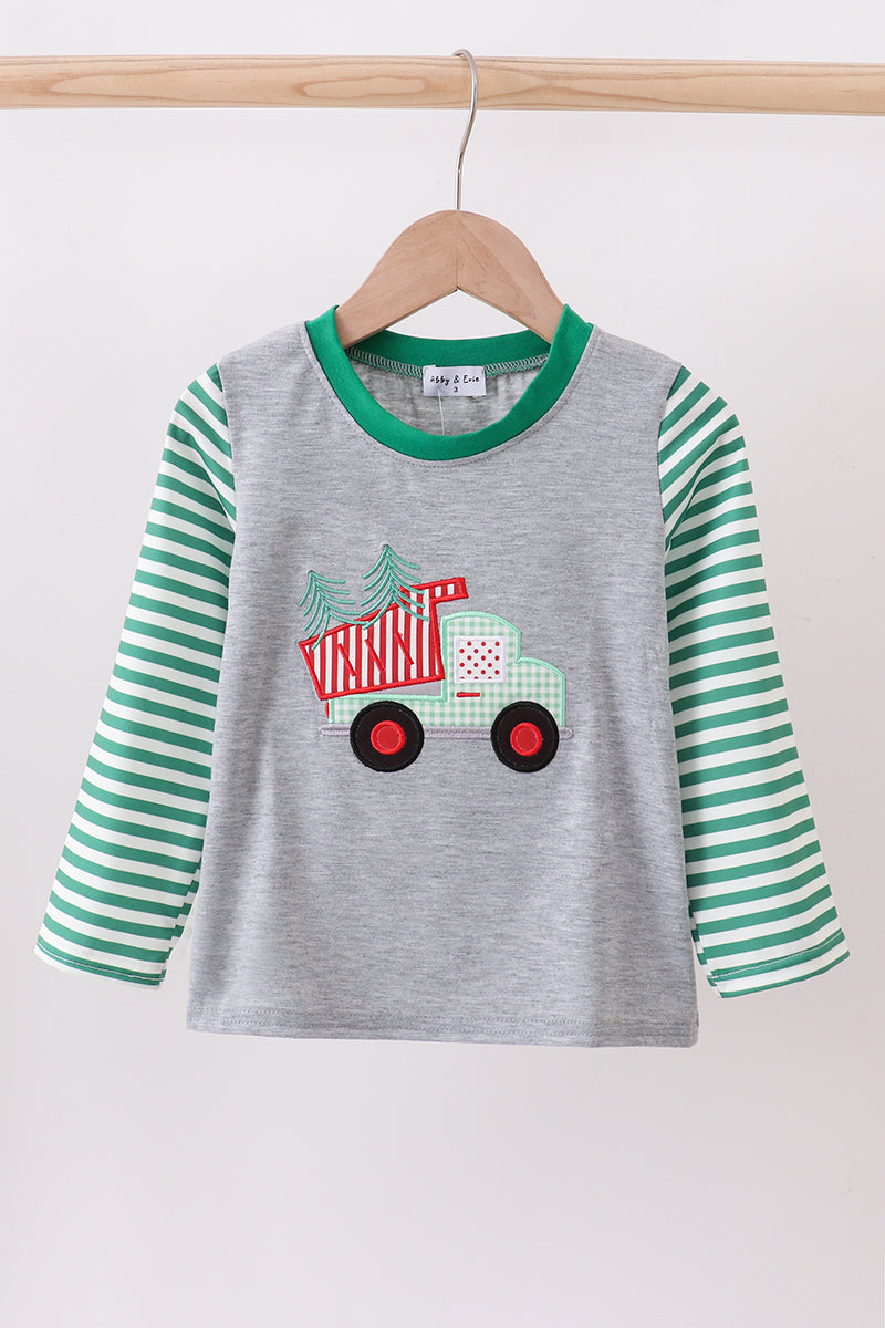 Green Tree Tractor Applique Top