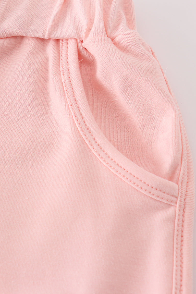 Brown Seersucker Starfish Shell Embroidery Girl Set