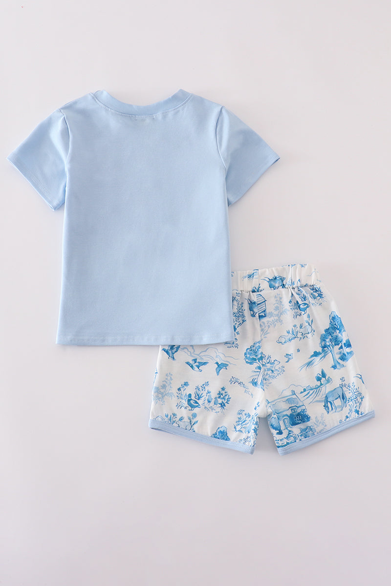 Blue Farm Shorts Set