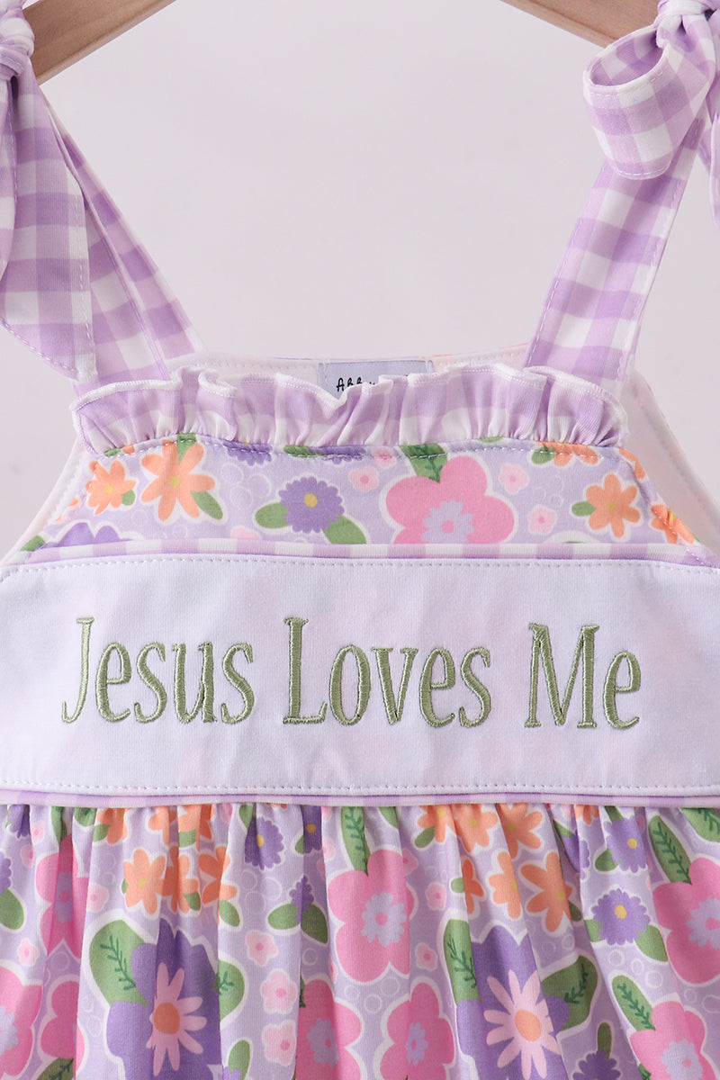 Purple floral Jesus loves me dress