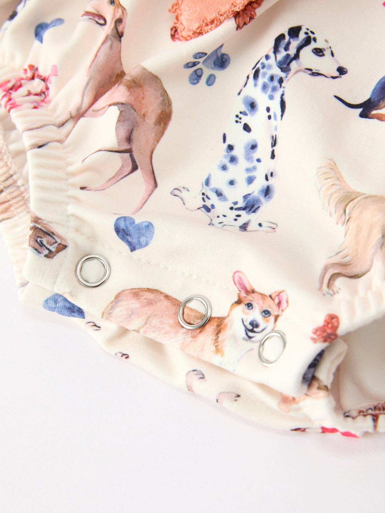 Fall Dog Print Ruffle Bow Romper