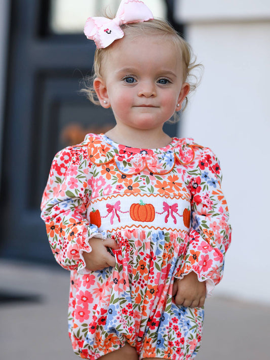 Pumpkin Smock Floral Romper