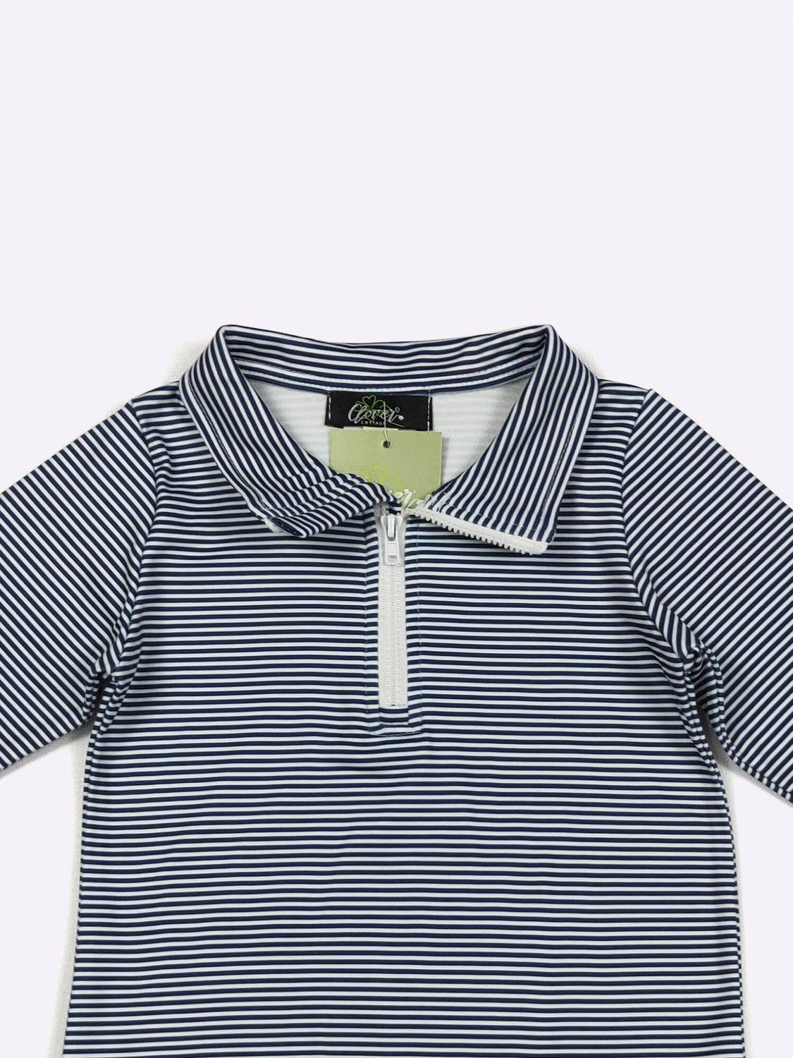 Navy Stripe Boy Quarter Zip