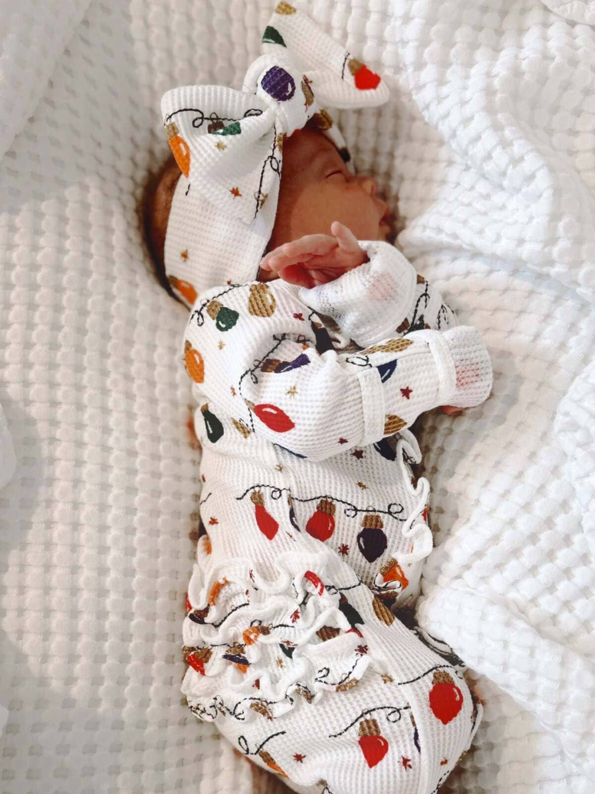 Christmas Lights Organic Waffle Onesie
