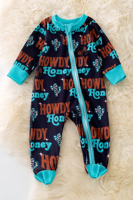 Howdy Honey Black onesie w/ footie