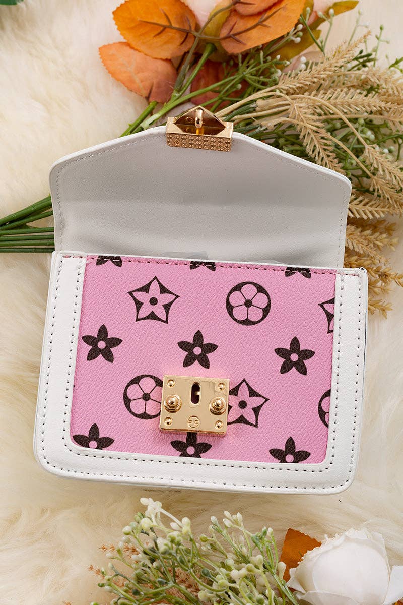 Pink & white inspired mini purse.