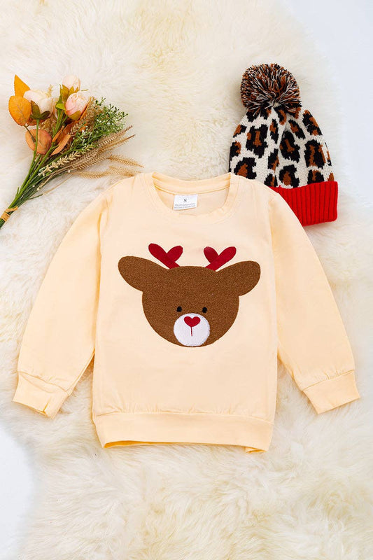 Deer applique Ivory sweatshirt