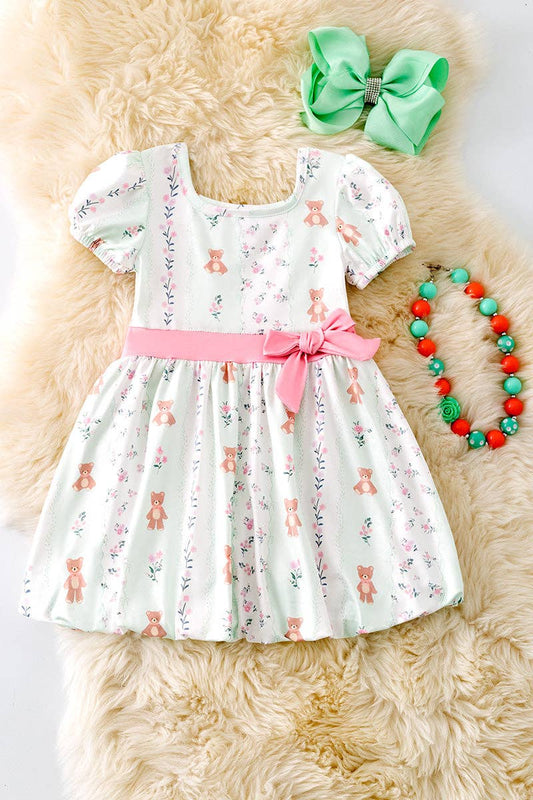 Teddy bear bubble sleeve dress