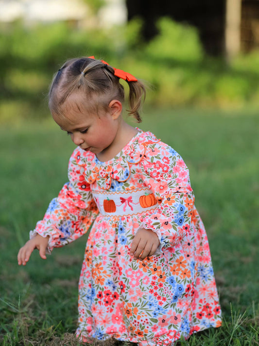 Pumpkin Smock Floral Dress