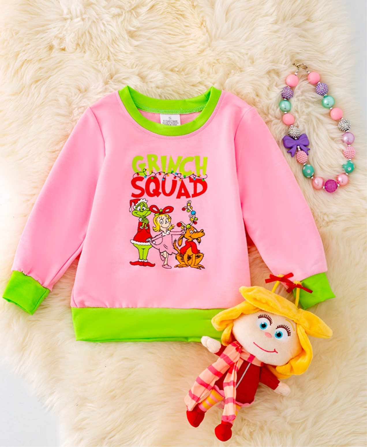 Pink Christmas Sweatshirt Neon Green