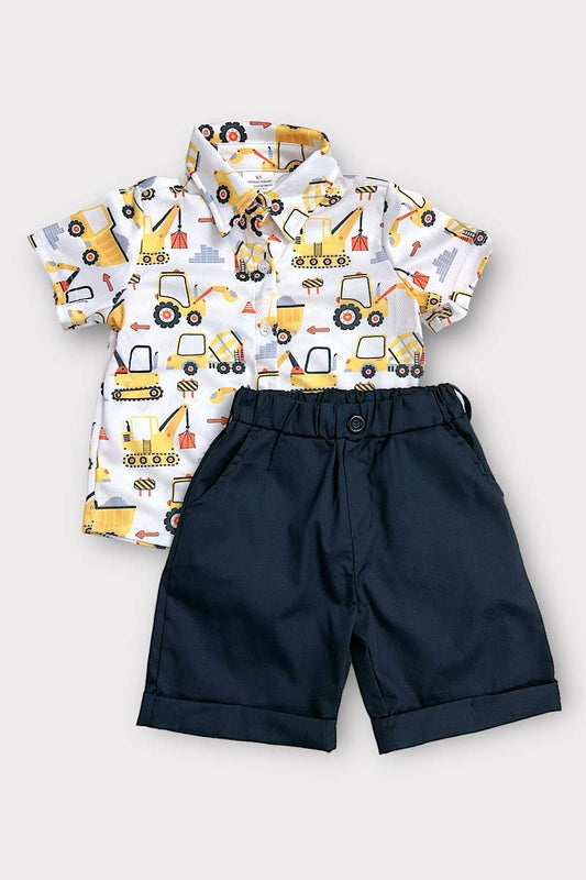 CONSTRUCTION TRUCK PRINTED BOYS SET.