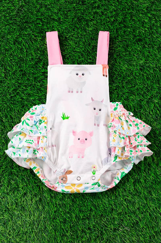 FARM ANIMAL PRINTED BABY ONESIE