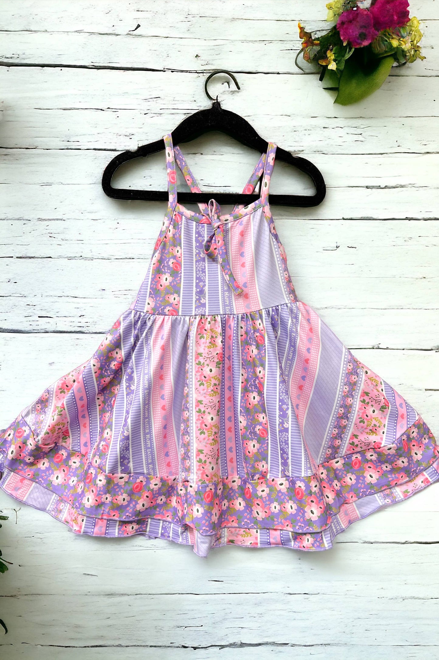 HAPPY EASTER/FLORAL HEART PRINTED DRESS.