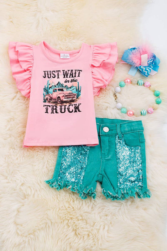 JUST WAIT IN THE TRUCK PINK 2PC SET.