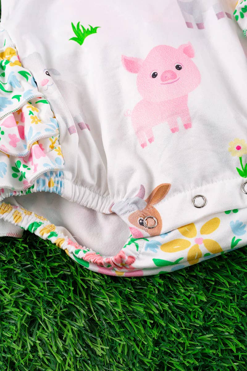 FARM ANIMAL PRINTED BABY ONESIE