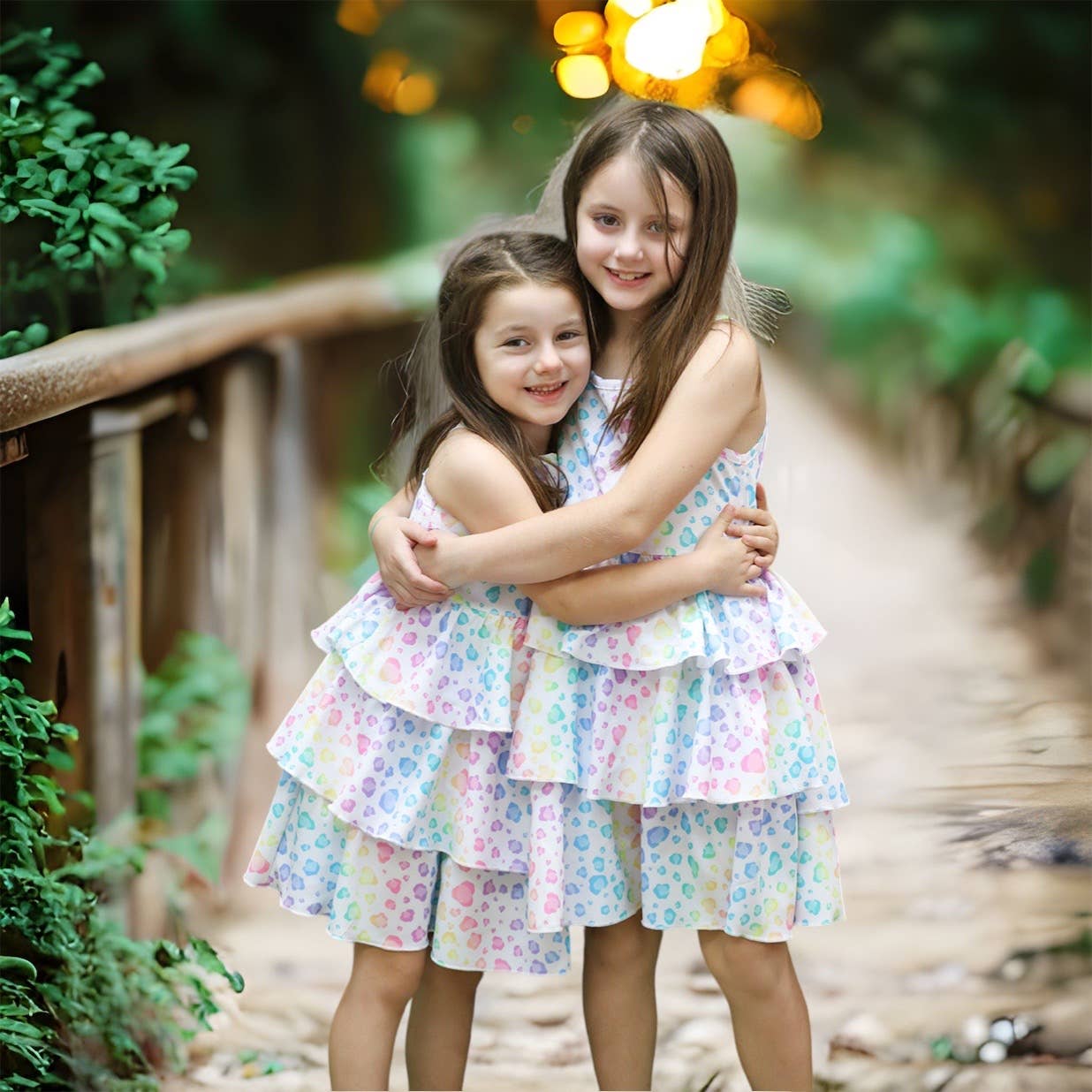 TIE DYE ANIMAL PRINT 3 LAYER RUFFLE DRESS.