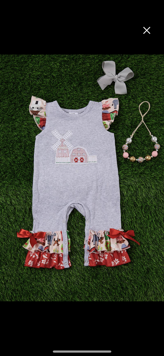 Gray Farm Ruffle Hem Romper
