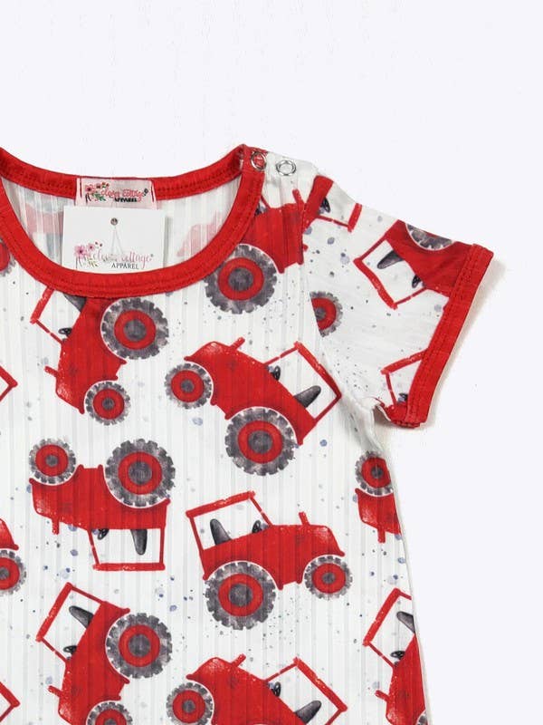 Lil Red Tractor Boy Romper