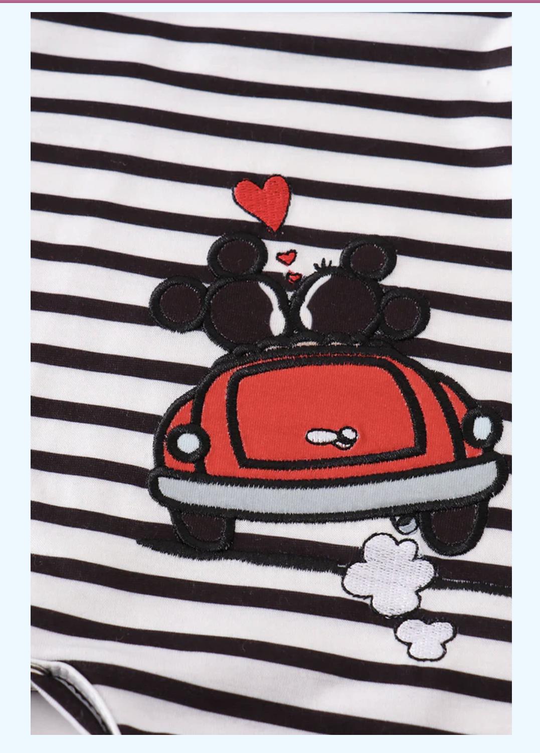 Valentine's Day Character Applique Striped Romper